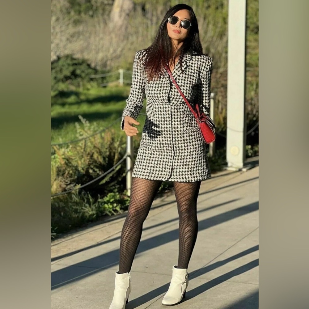 Zara Houndstooth Blazer Mini Dress size M NEW with tags - Picture 6 of 16